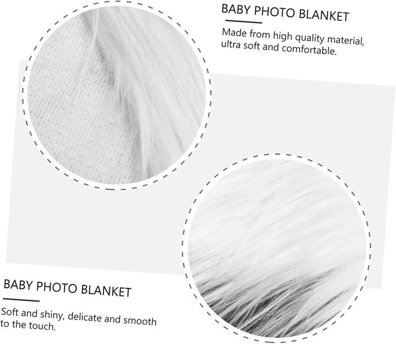 White Imitation Fur Photography Blanket Soft Newborn Backdrop for Birth Announcement Photo Props - Image 3